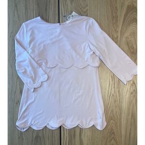 ANDTHEWHY‎ Scalloped Long Sleeve Top Women Small Pink Coquette Blouse ATW12161